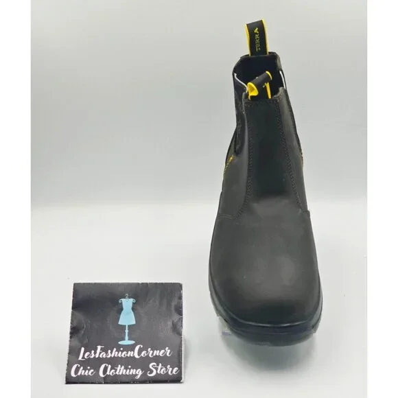 Terra Men's Black Leather Chelsea Soft Toe Pull-On Work Boots Size 10 2844 - Picture 14 of 16